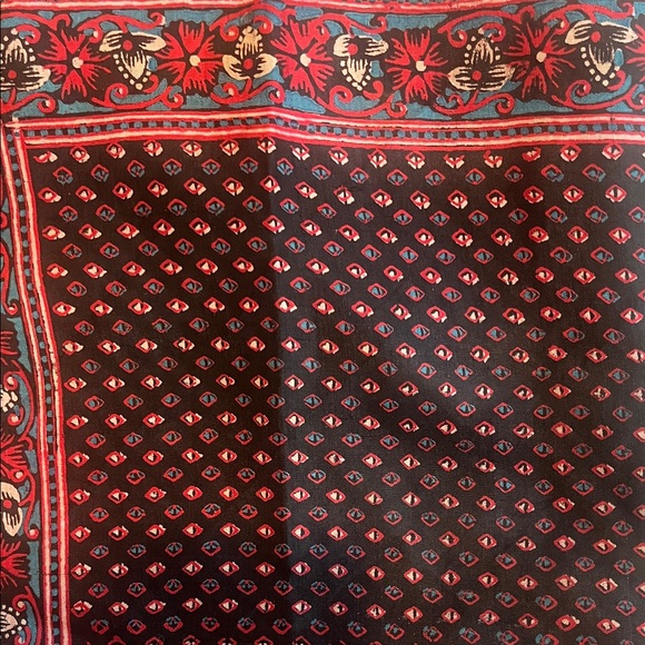 Dior Accessories - Christian Dior Navy Blue and Red Silk Floral Scarf 20”x20”.